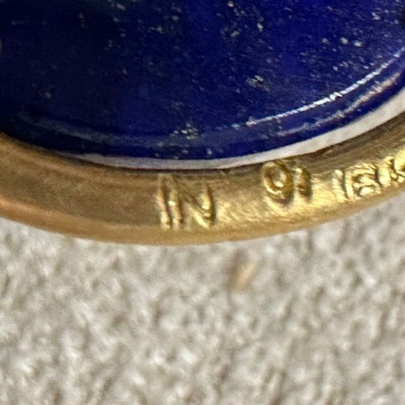 Designer IRENE NEUWIRTH 18K Yellow Gold Oval Lapis Lazuli Diamond Drop Earrings - Picture 3 of 15